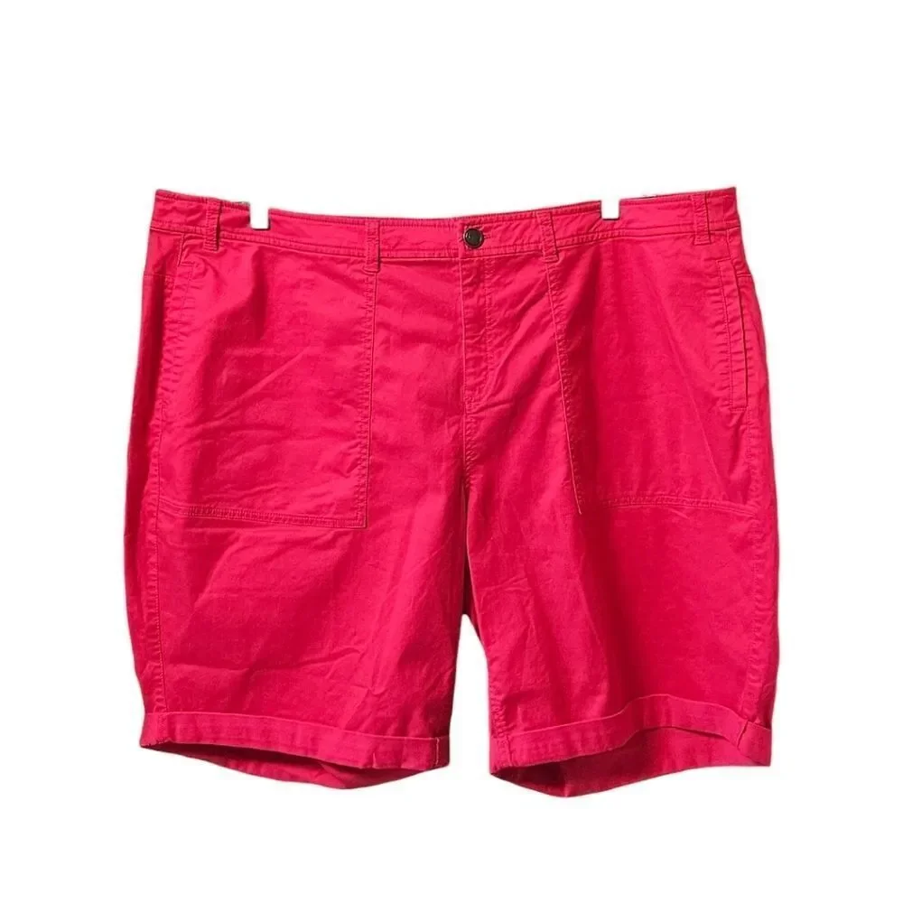 LANE BRYANT Plus Size Hot Pink Medium Rise Bermuda Shorts Size 26